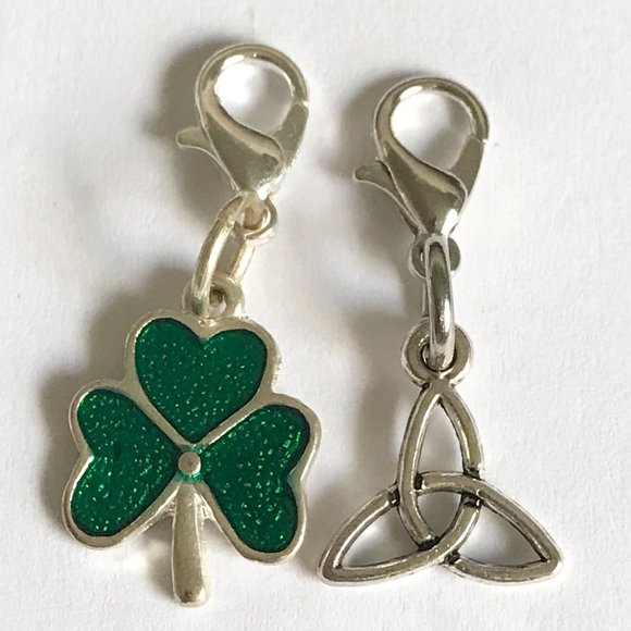 Celtic Irish Charms Clip On Lot Knot Shamrock Purse Zipper Pulls Silver Tone - Picture 6 of 9